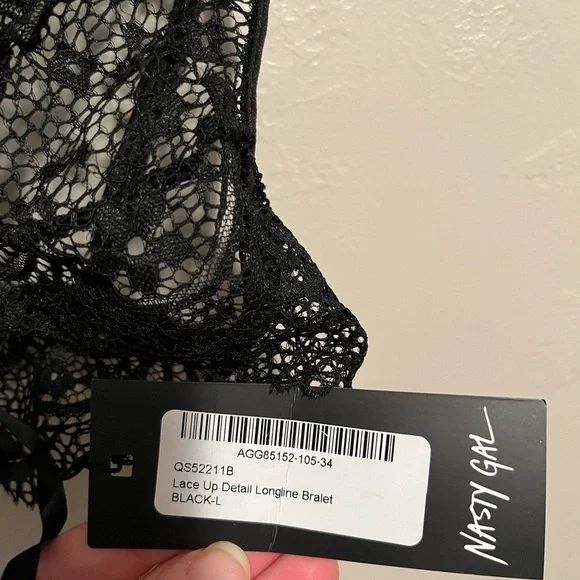 Nasty Gal Lace Up Detail Longline Bralette NWT - Picture 6 of 10